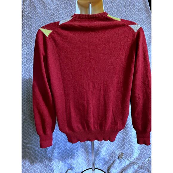 Scott & Charters Irish Cashmere Intarsia Argyle VNeck Sweater Luxe Golf Vintage - Picture 4 of 5